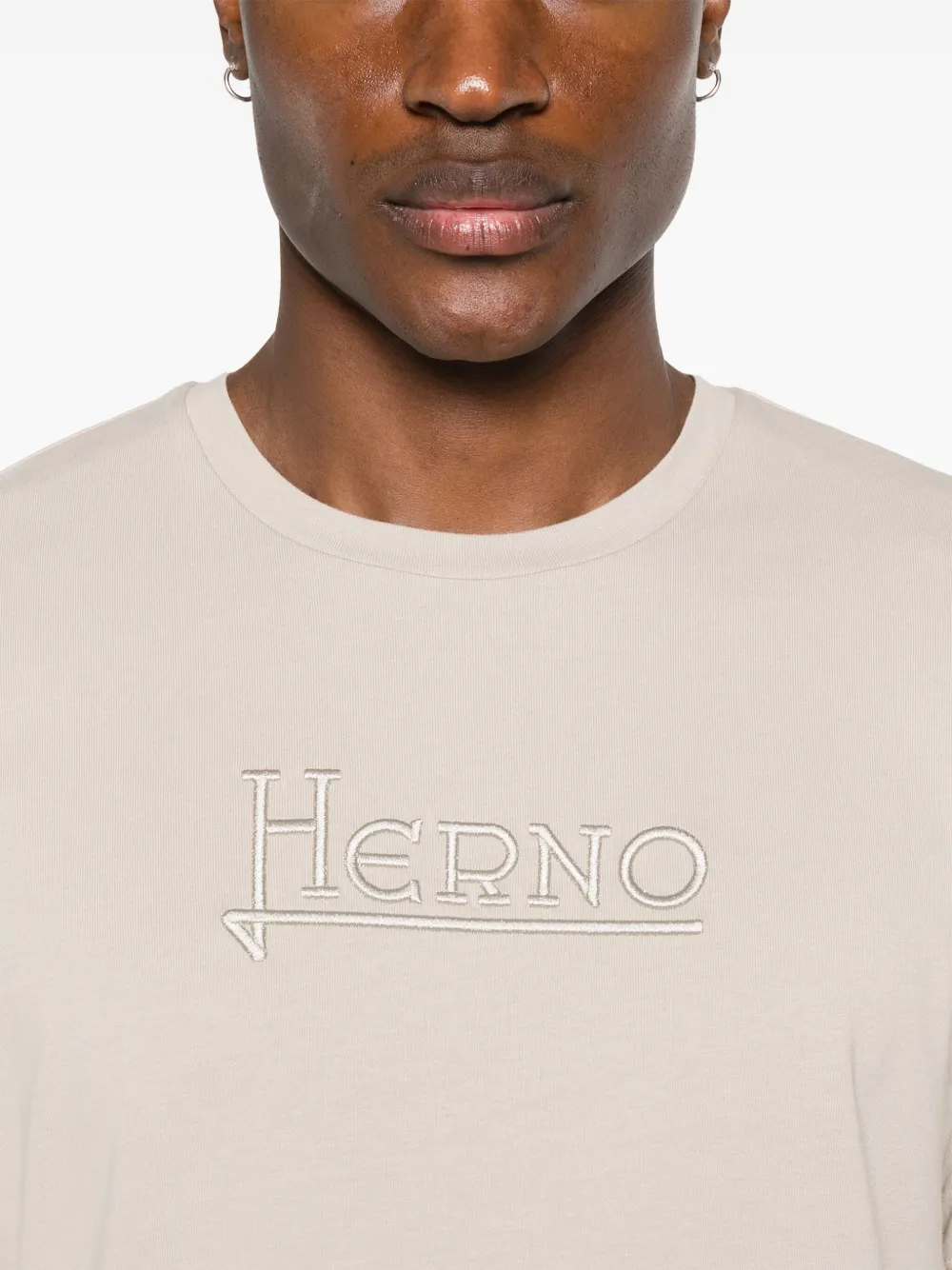 Herno T-shirt met geborduurd logo Beige