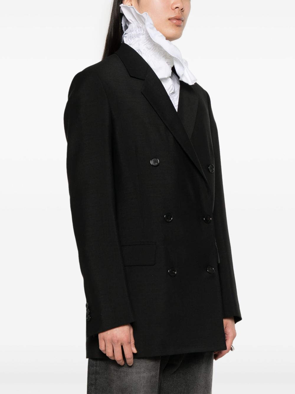 Shop Loewe Double-breasted Blazer In 黑色