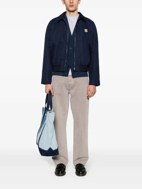 ブルゾン Maison Kitsune Short Jacket With Shirt Collar Maison Kitsuné Fox head-patch Shirt Jacket | Blue | FARFETCH