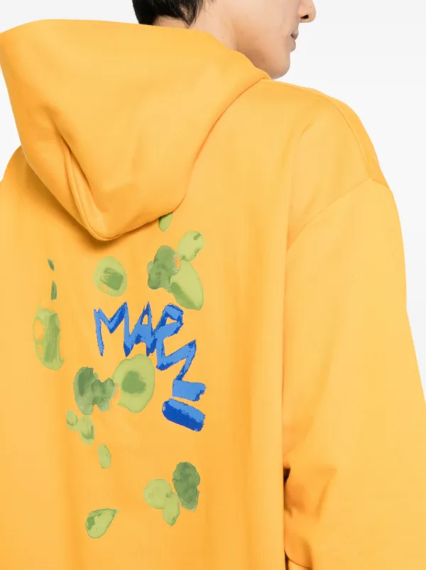 Marni Dripping-print Cotton Hoodie | Orange | FARFETCH