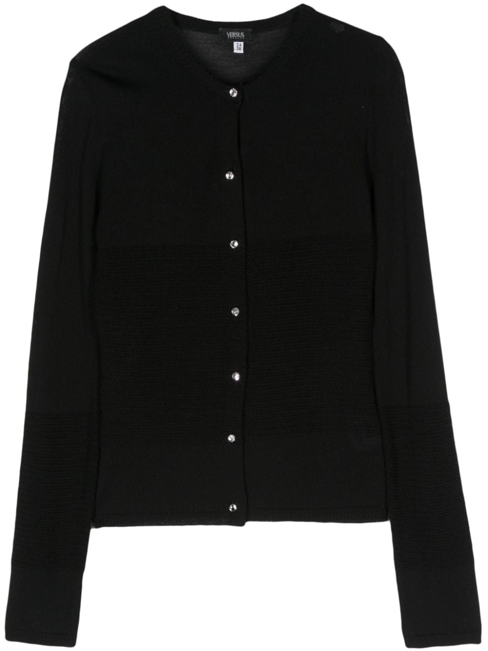 Pre-owned Versace 2000s Knitted Wool Cardigan In Black