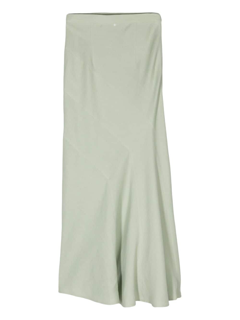 Shop Lorena Antoniazzi Godet Linen-blend Maxi Skirt In Green