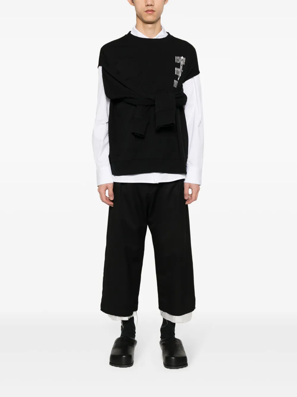 MM6 Maison Margiela Unbrushed cut-out detail sweatshirt - Zwart