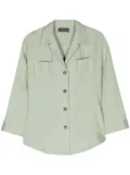 Lorena Antoniazzi camp-collar linen-blend shirt - Green