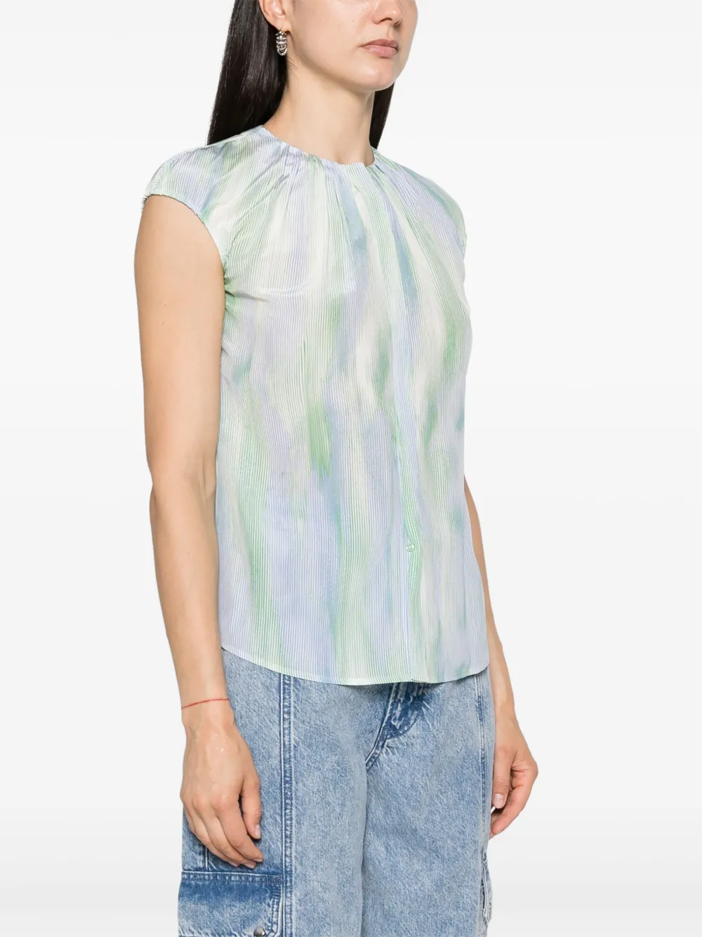  Boss Abstract-stripes Sleeveless Shirt - Blue 