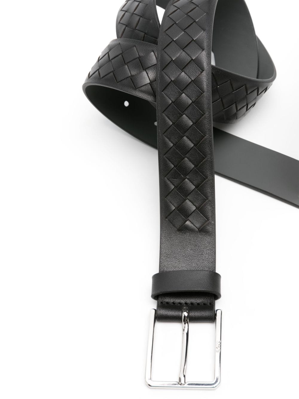 Shop Hugo Boss Cary Woven Leather Belt In Black