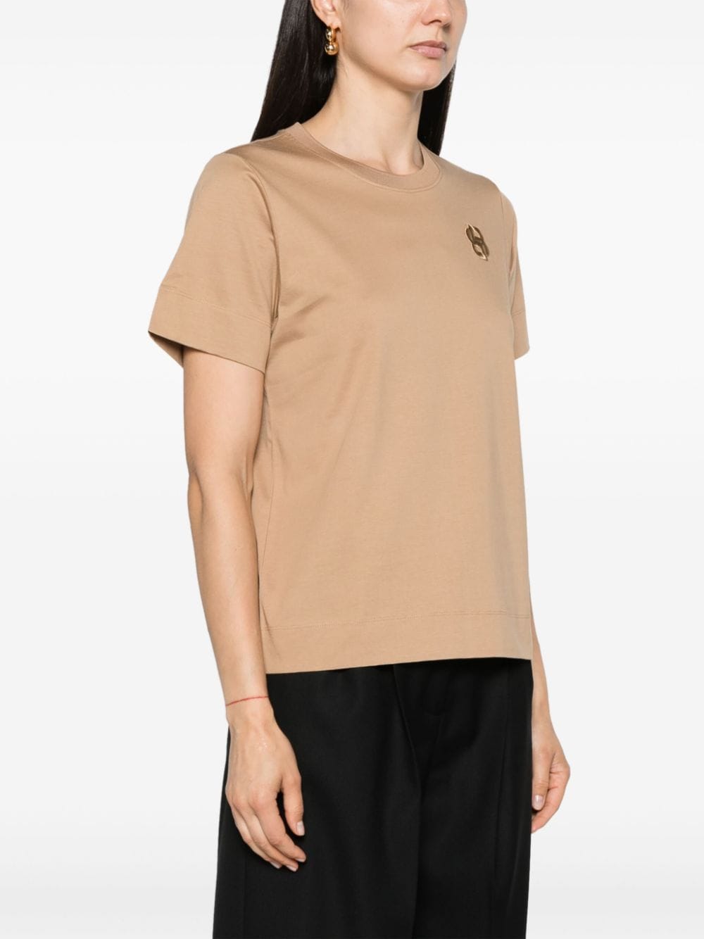 Shop Hugo Boss Logo-embroidered Cotton T-shirt In Neutrals
