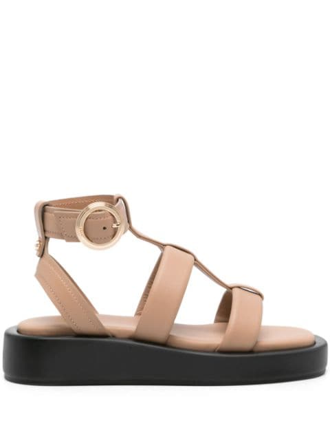 BOSS caged leather sandals