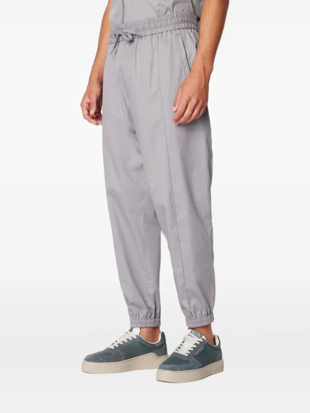 Armani Exchange Drawstring Cuffed Trousers In Gray