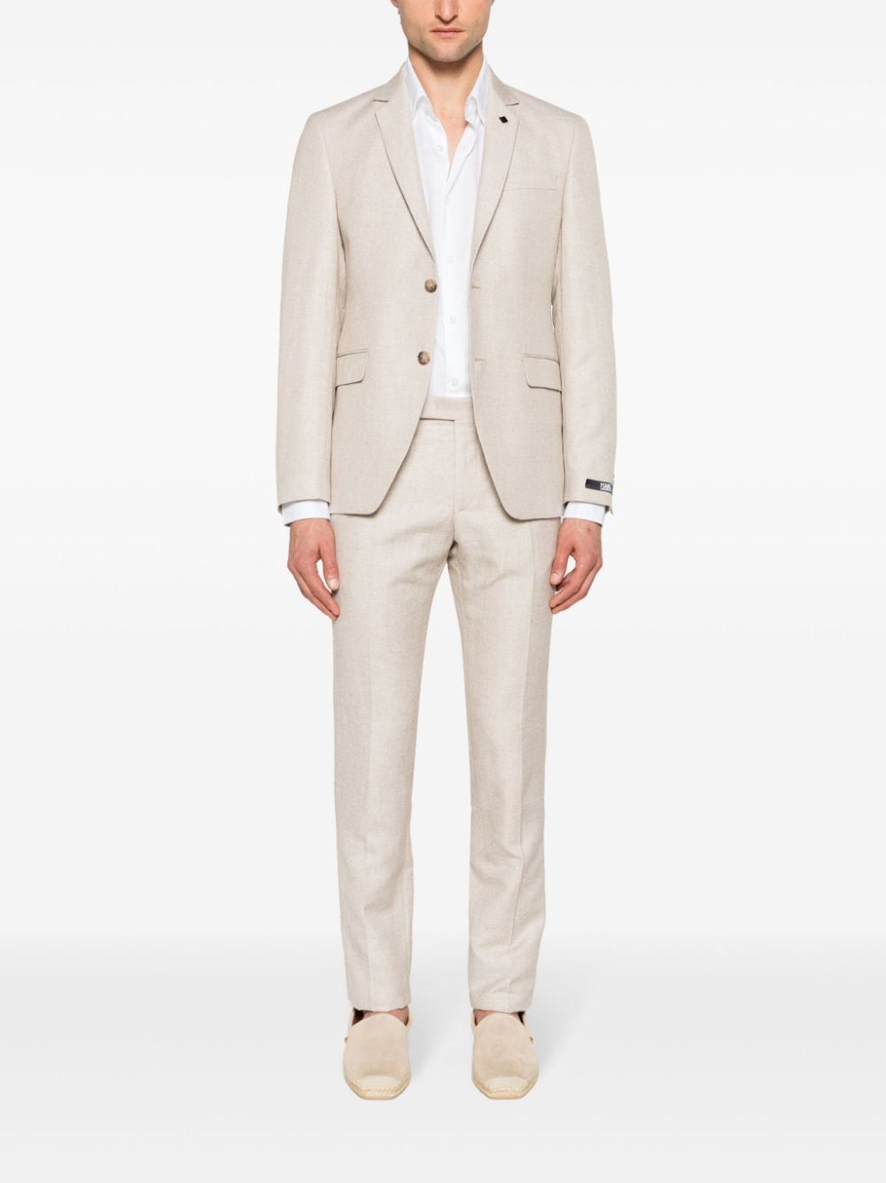 Shop Hugo Boss Spread-collar Linen-blend Shirt In White