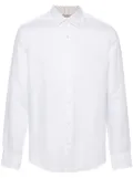 BOSS spread-collar linen-blend shirt - White