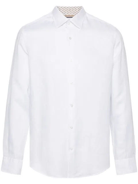BOSS spread-collar linen-blend shirt