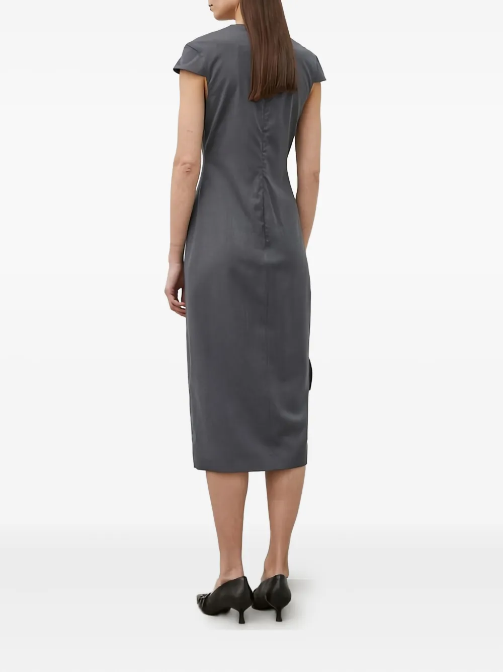 Remain Birger Christensen Side-tie Midi Dress In Gray