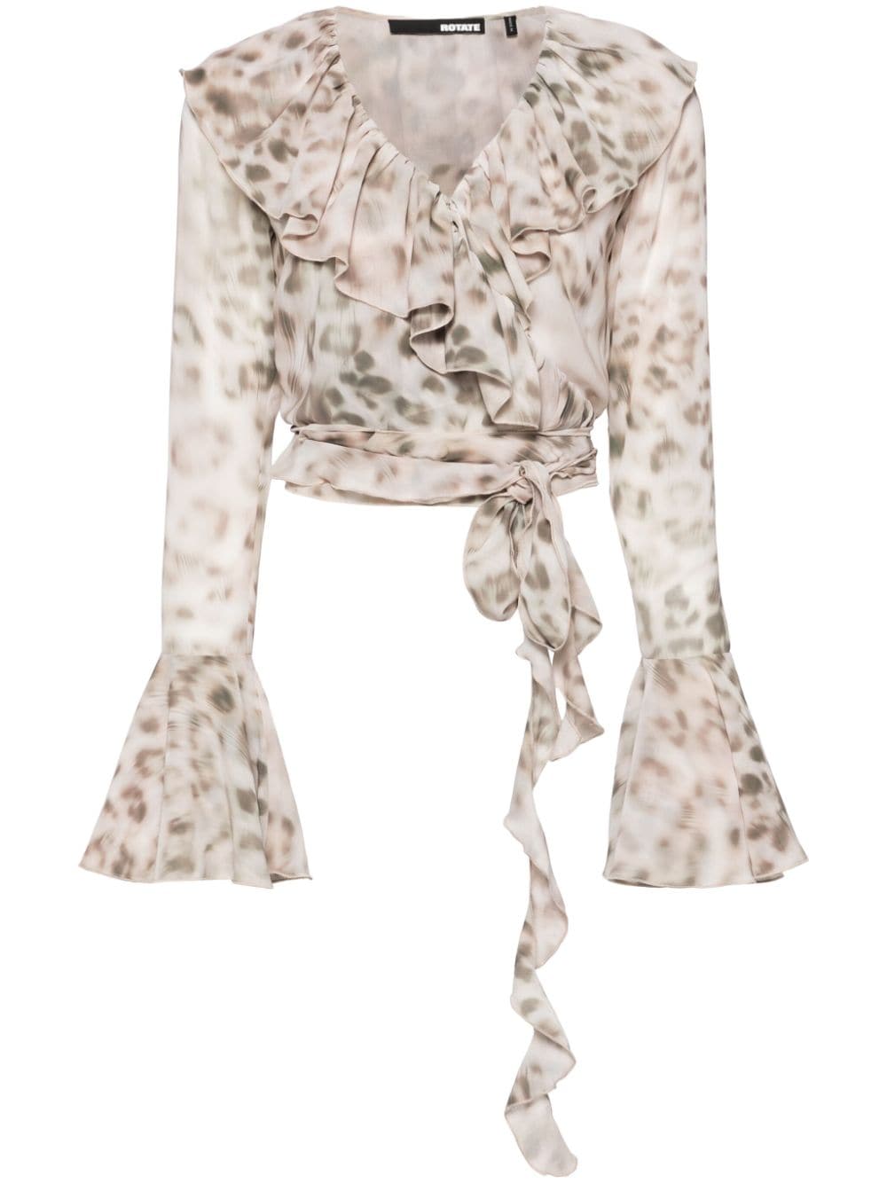 ROTATE leopard-print cropped blouse - Toni neutri