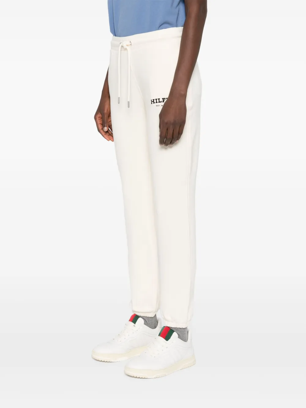 Tommy Hilfiger Pantalon met logo en toelopende pijpen Beige