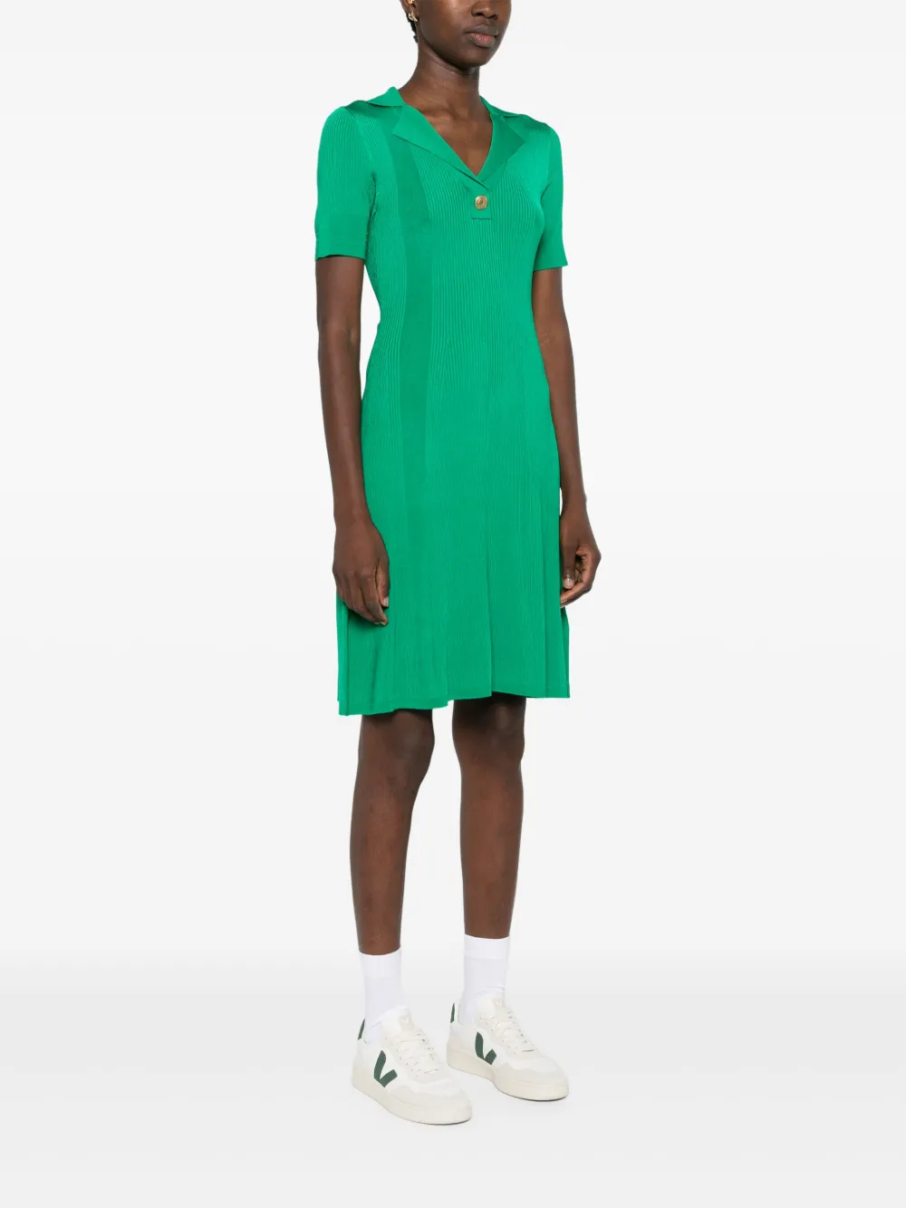 Tommy Hilfiger Geribbelde flared mini-jurk Groen