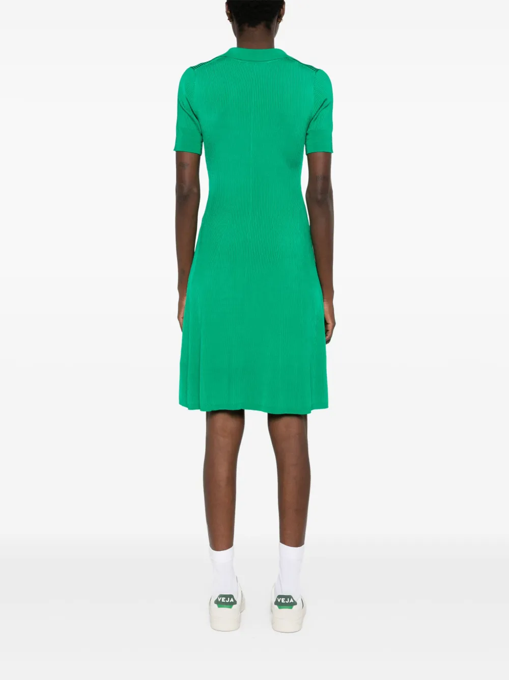 Tommy Hilfiger Geribbelde flared mini-jurk Groen
