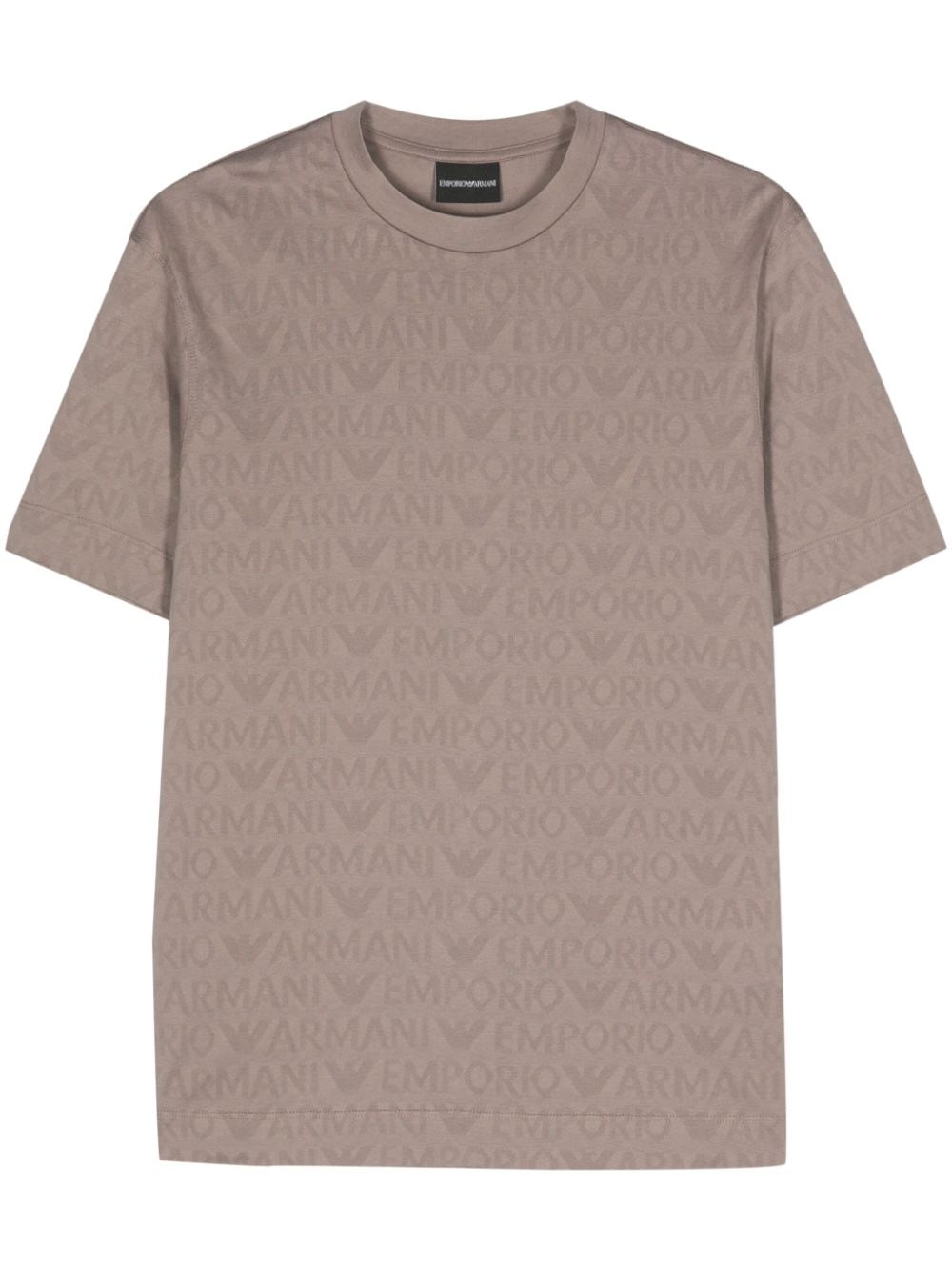 Emporio Armani Logo-jacquard Cotton T-shirt In Grey