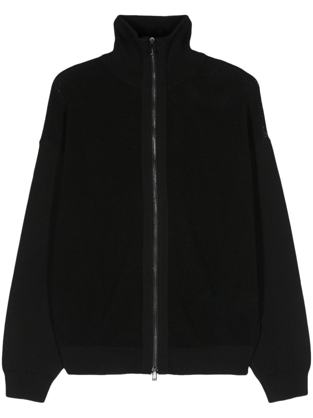 Shop Emporio Armani Open-knit Cardigan In Black