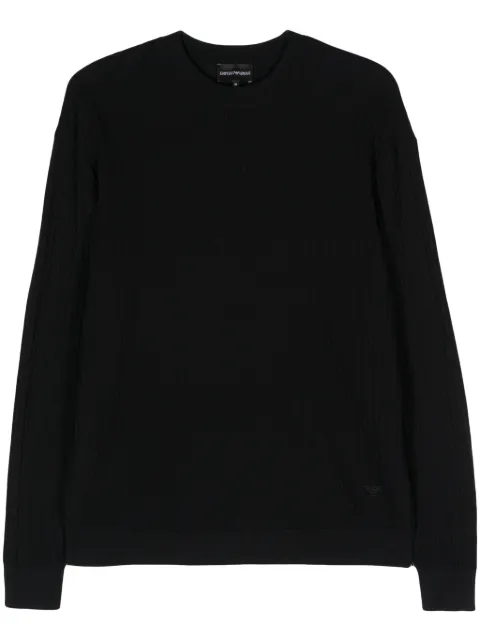 Emporio Armani logo-embroidered cotton jumper