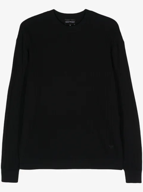 Emporio Armani logo-embroidered cotton jumper