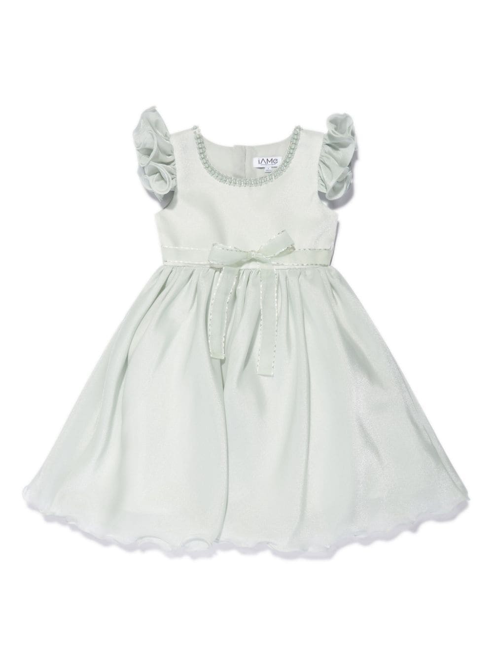 Iame Kids' Bead-embellished Bow-detail Dress In Green