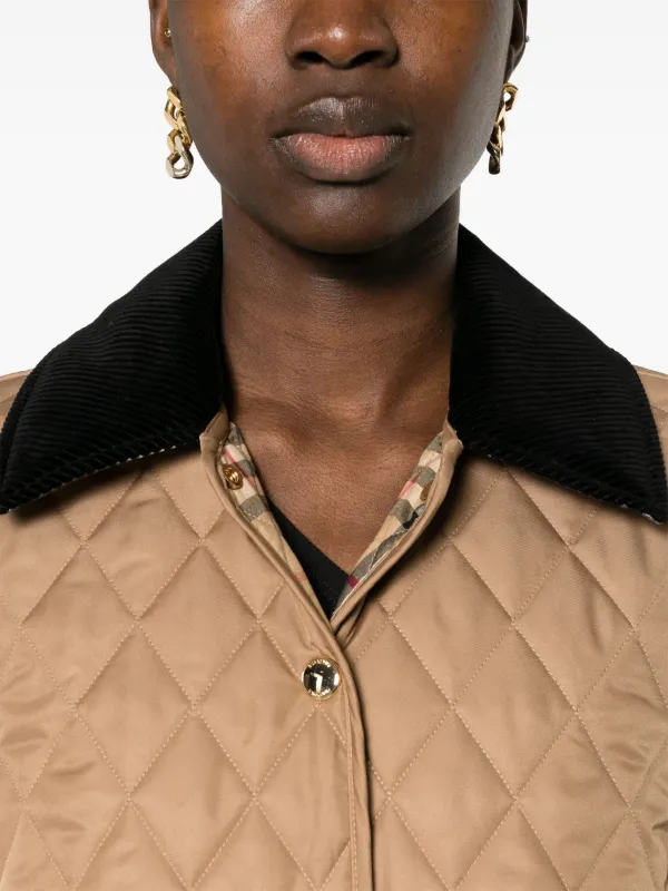 Burberry corduroy-collar Quilted Jacket | Neutrals | FARFETCH