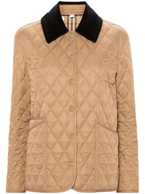 Burberry corduroy-collar quilted jacket