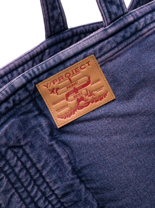 Y/Project Large washed-denim Tote Bag | Purple | FARFETCH