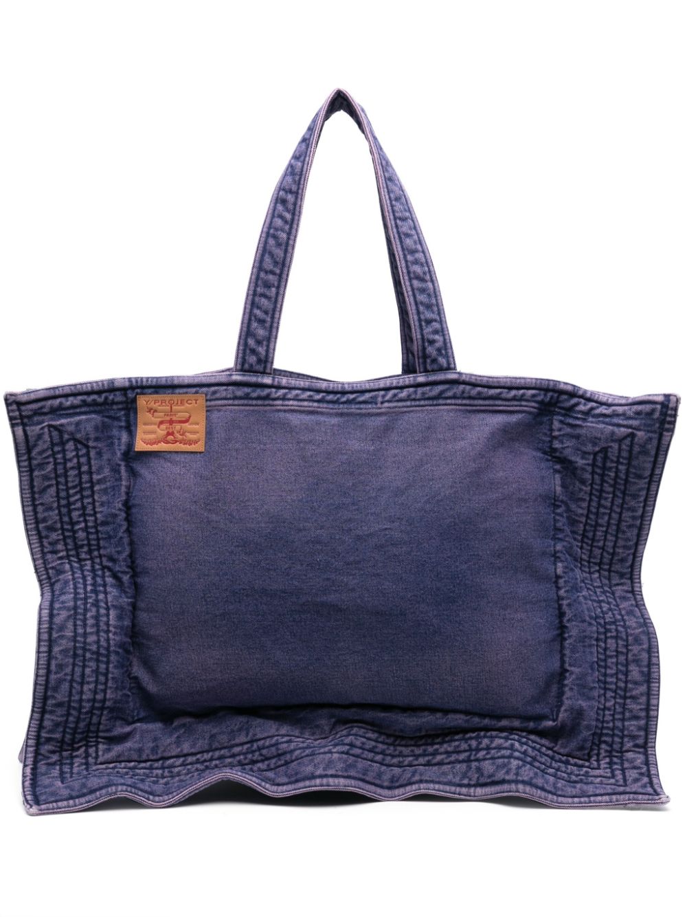 Shop Y/project Large Washed-denim Tote Bag In Purple