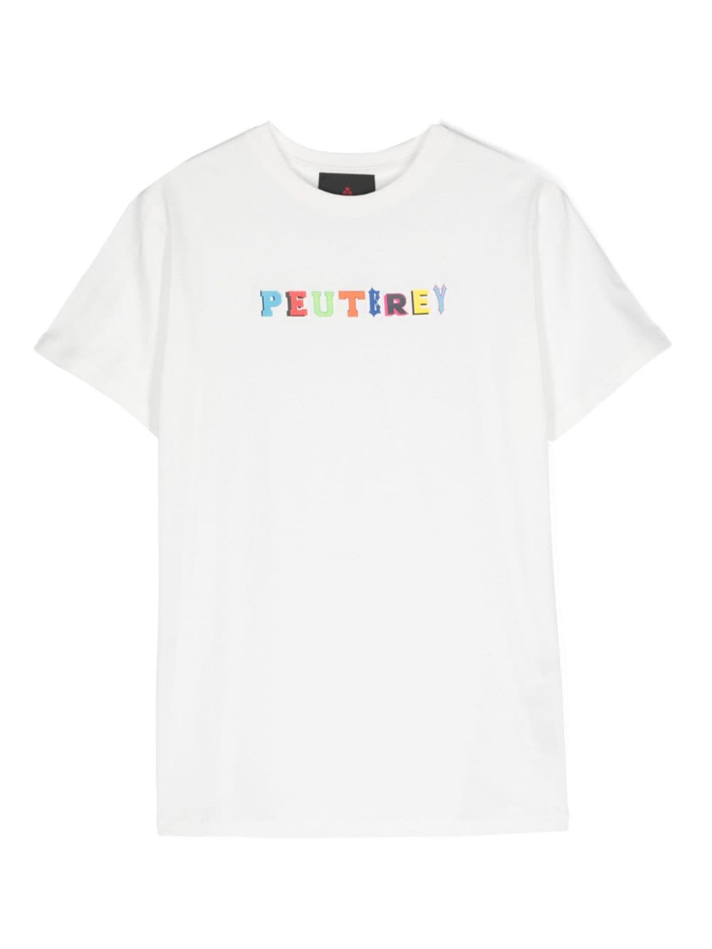 Peuterey Kids' Logo-print Cotton T-shirt In White