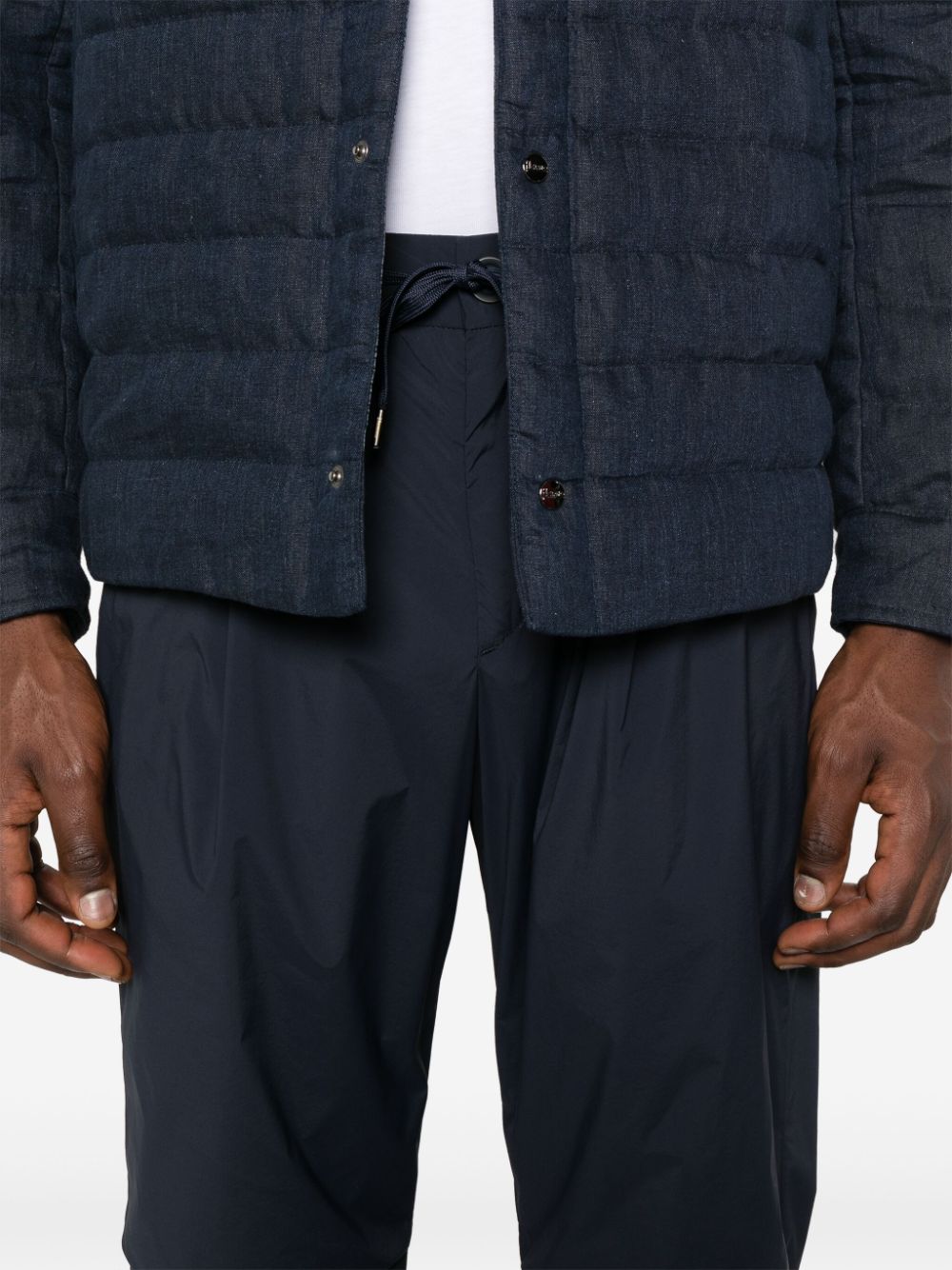 Shop Herno Lightweight Tapered Trousers In Blue