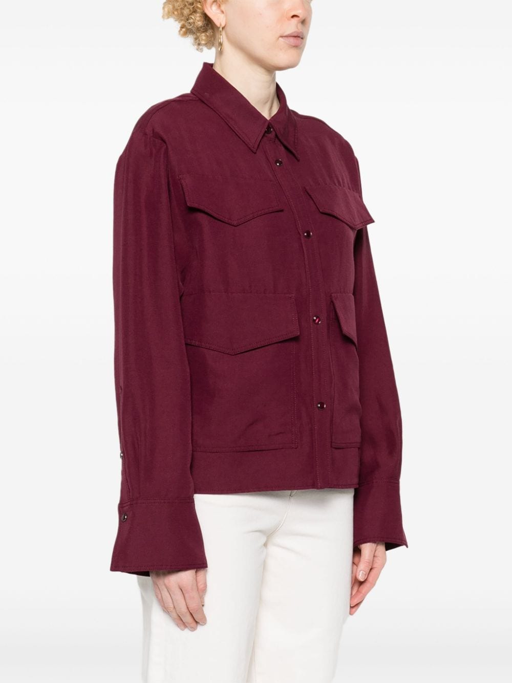 Shop Dorothee Schumacher Classic-collar Shirt Jacket In Red