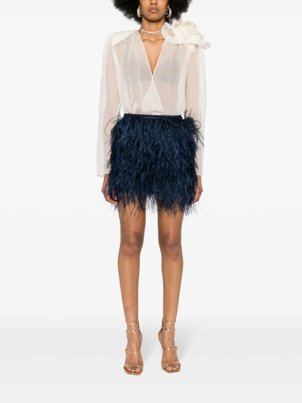Dorothee Schumacher Mini-rok met veren applicatie - Blauw