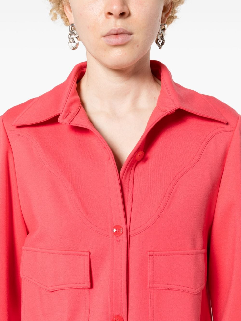 Shop Dorothee Schumacher Yoke-detail Shirt Jacket In Pink