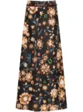 Dorothee Schumacher floral-print linen midi skirt - Black