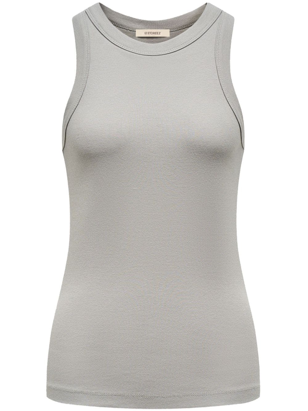12 Storeez Ribbed Cotton Tank Top In Grey