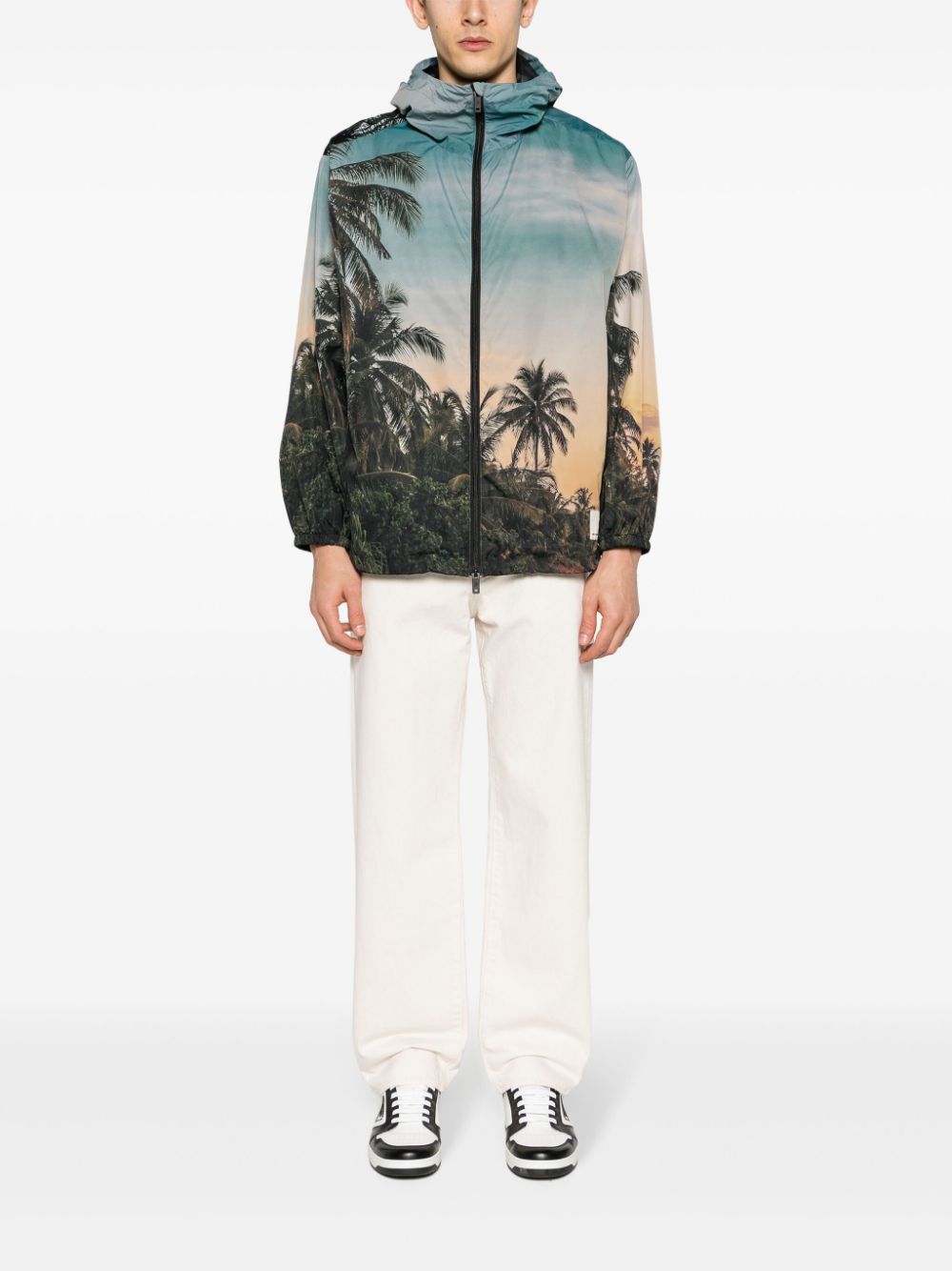 Image 2 of Emporio Armani tropical-print lightweight jacket