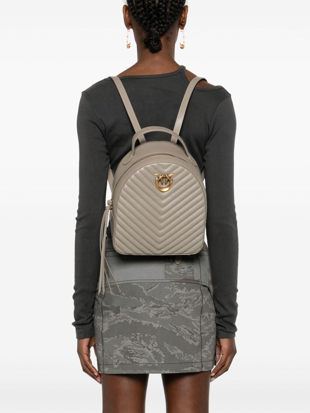 Image 2 of PINKO Love leather backpack
