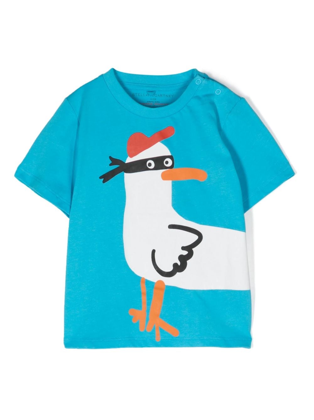 Stella Mccartney Babies' Seagull Bandit Cotton T-shirt In Blue