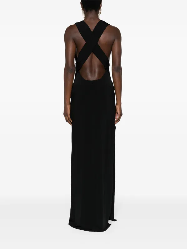 TOM FORD Robe Longue a Col v Profond Noir FARFETCH CM