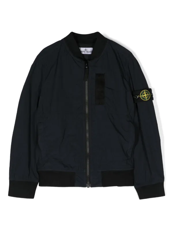 Stone Island Junior Compass badge Bomber Jacket Blue FARFETCH UK