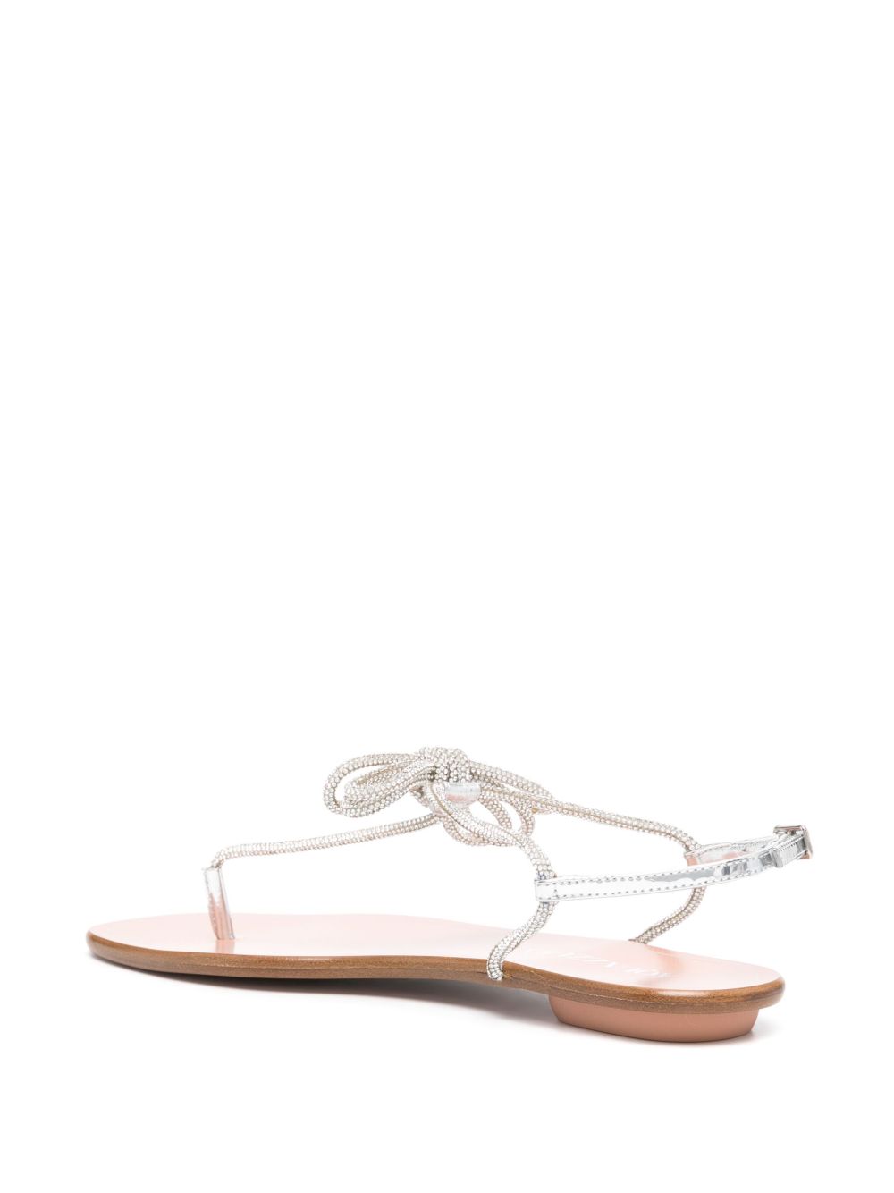 Shop Aquazzura Capri Nights Flat Leather Sandal In Silver