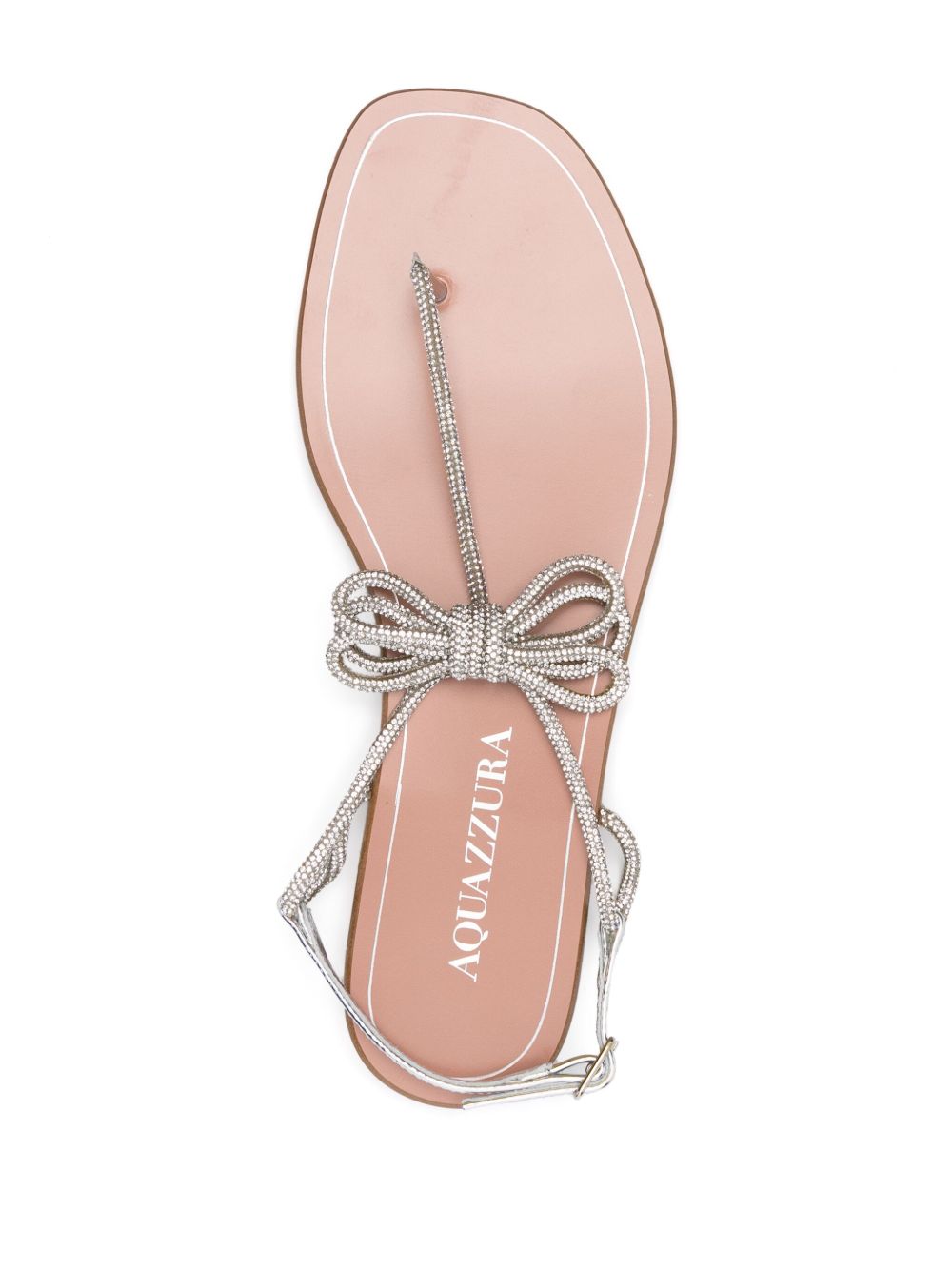 Shop Aquazzura Capri Nights Flat Leather Sandal In Silver