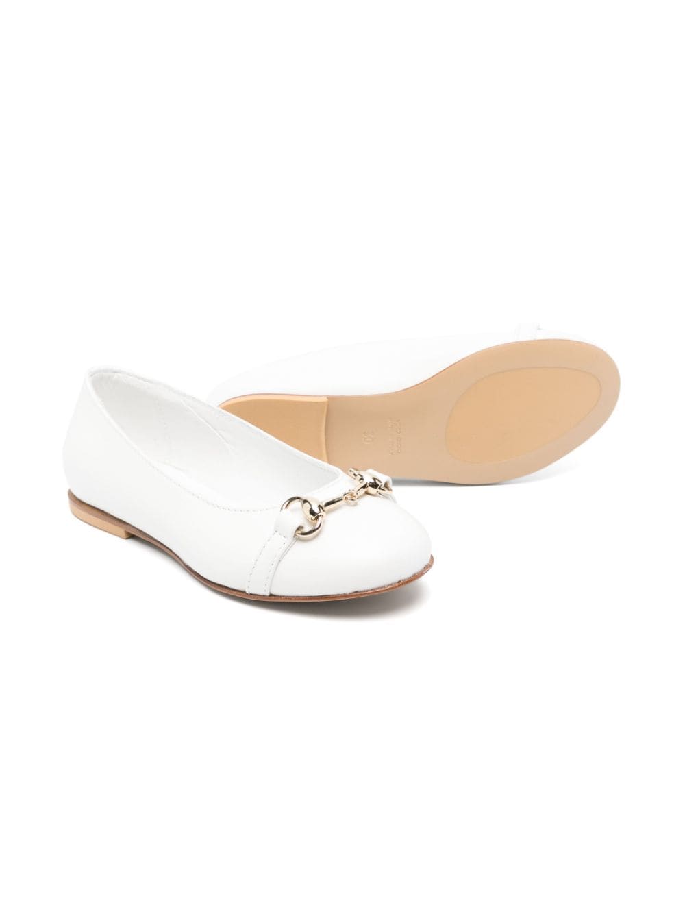 Shop Montelpare Tradition Horsebit-detail Leather Ballerina Shoes In White