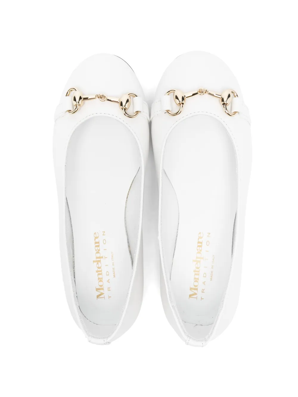 Shop Montelpare Tradition Horsebit-detail Leather Ballerina Shoes In White