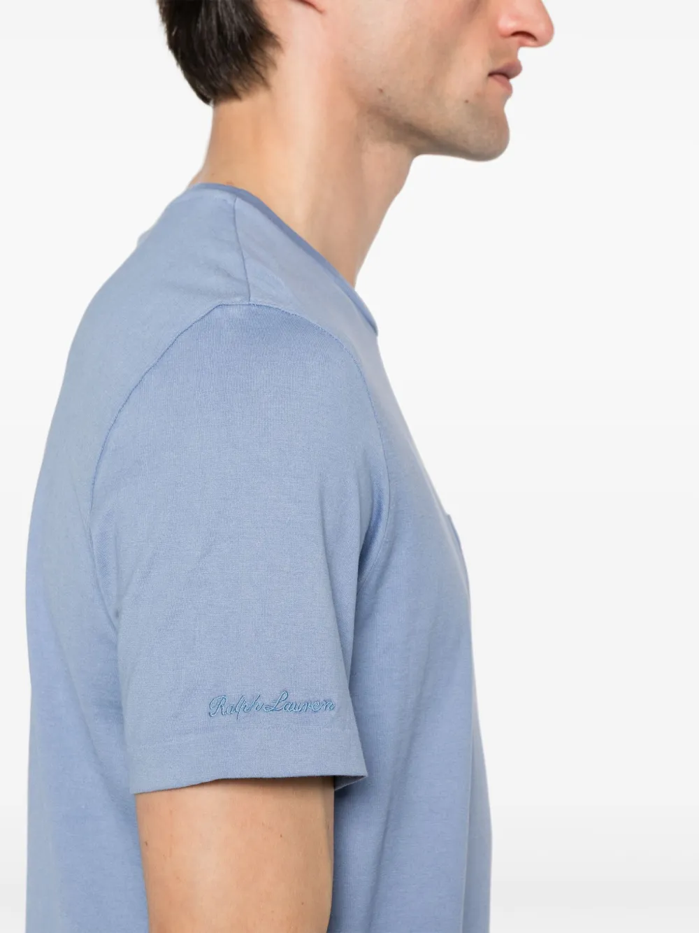 Ralph Lauren Purple Label Katoenen T-shirt met borstzak Blauw