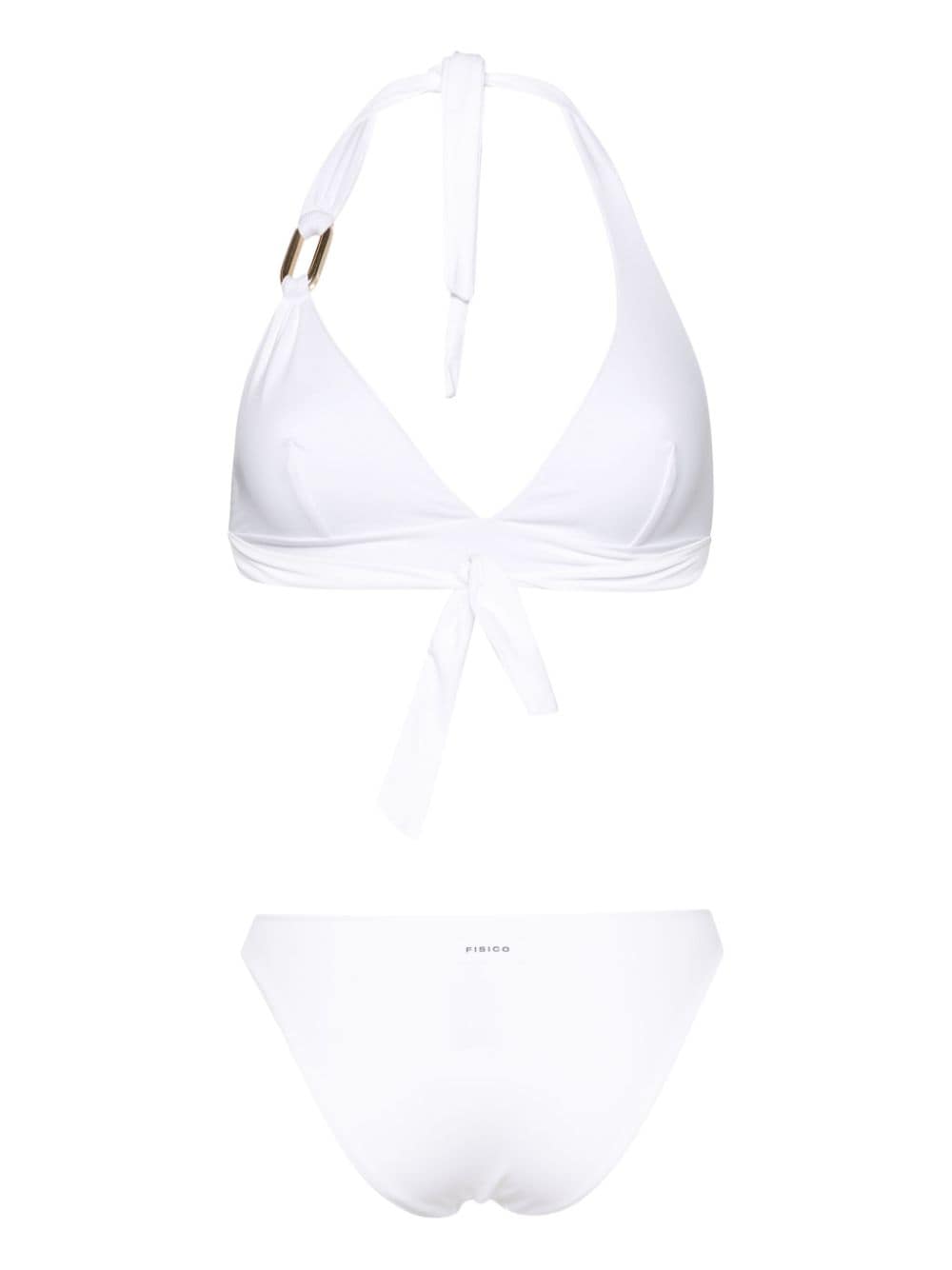 Shop Fisico Ring-hardware Triangle Bikini In Weiss
