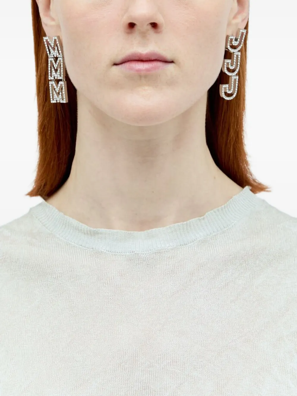 Marc Jacobs Mj Crystal-embellished Earrings In Silver