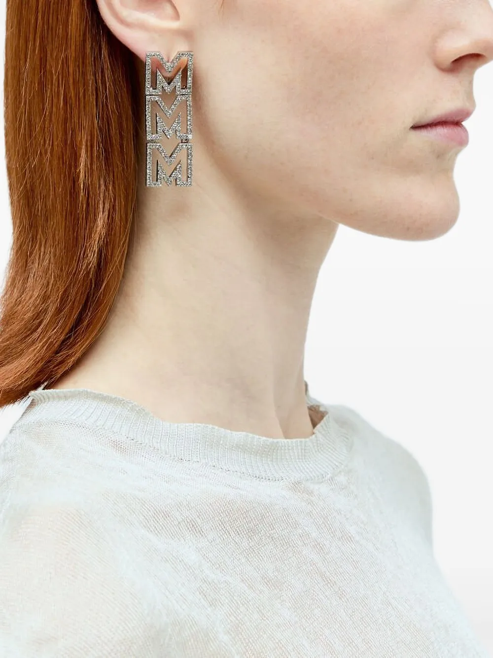 Marc Jacobs Mj Crystal-embellished Earrings In Silver